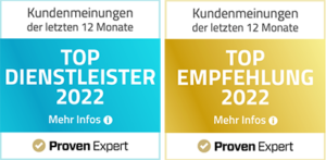 Proven Expert Auszeichnungen Top Dienstleister & Top Empfehlungen 2022