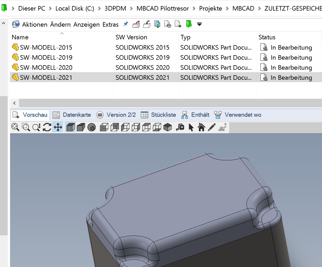 SOLIDWORKS Datei in PDM