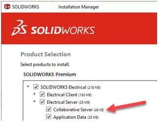 SOLIDWORKS Installations-Manager - Produkt-Auswahl