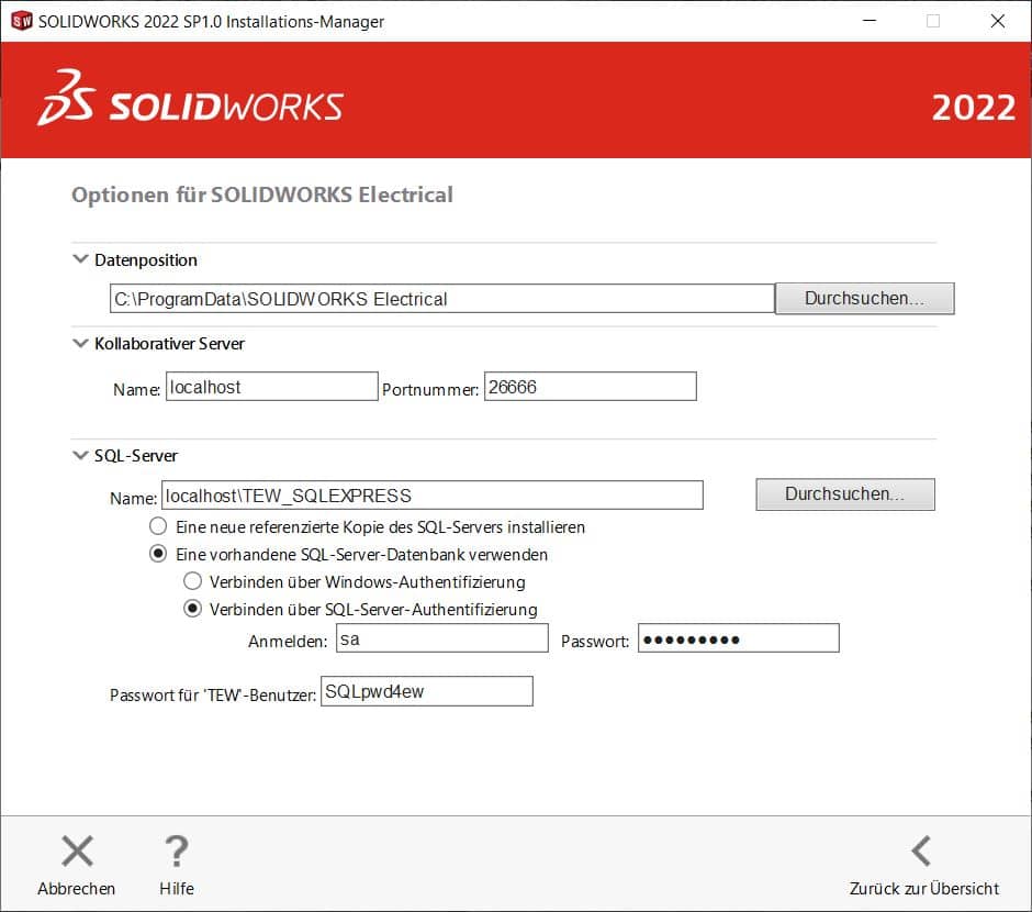 SOLIDWORKS Installations-Manager – Konfiguration der Anwendung