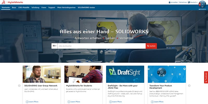 MySolidWorks Startseite